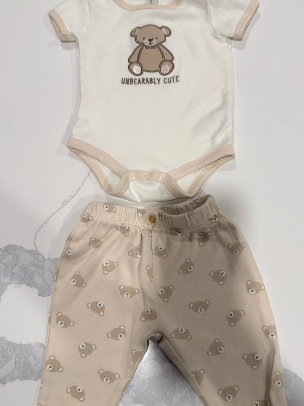 Chickpea Organic Baby Bear Outfit Set 3–6 Months Bodysuit & Pants